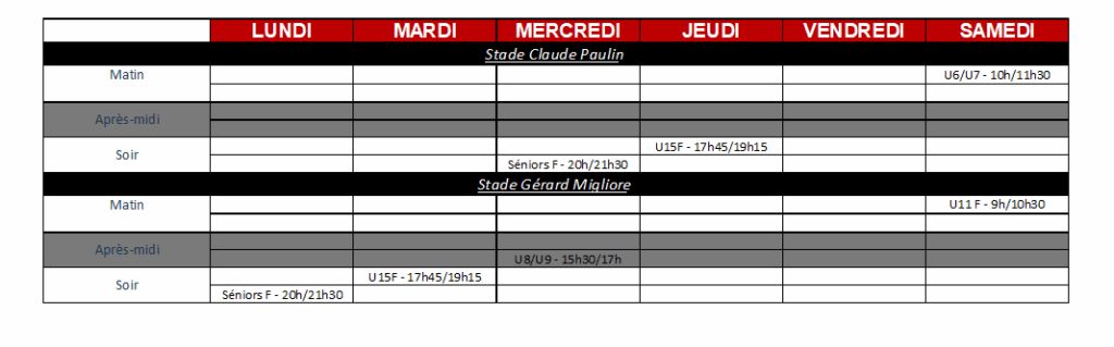 Planning semaine